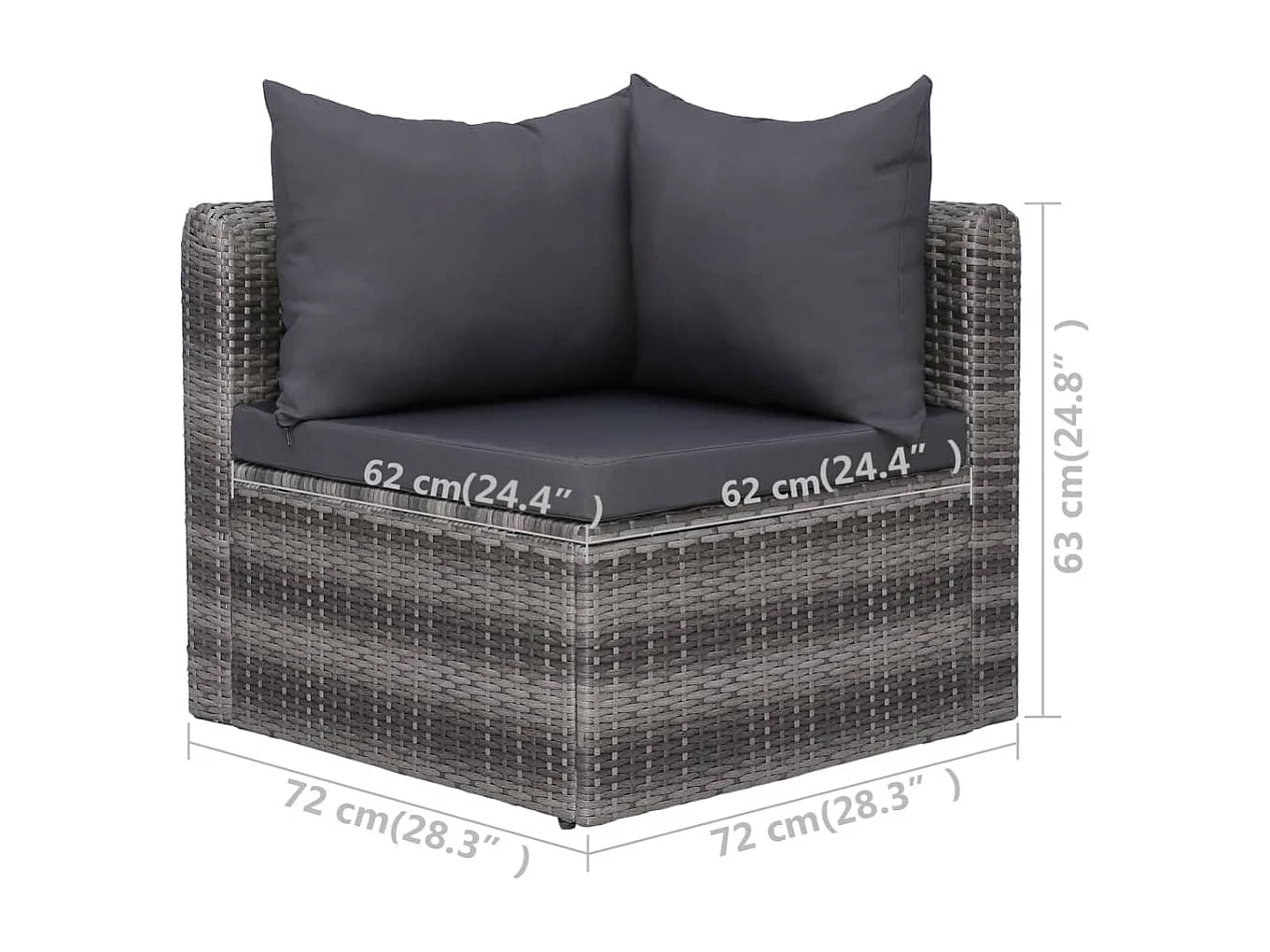 Canapés d'angle de jardin 2 pcs Gris Résine tressée