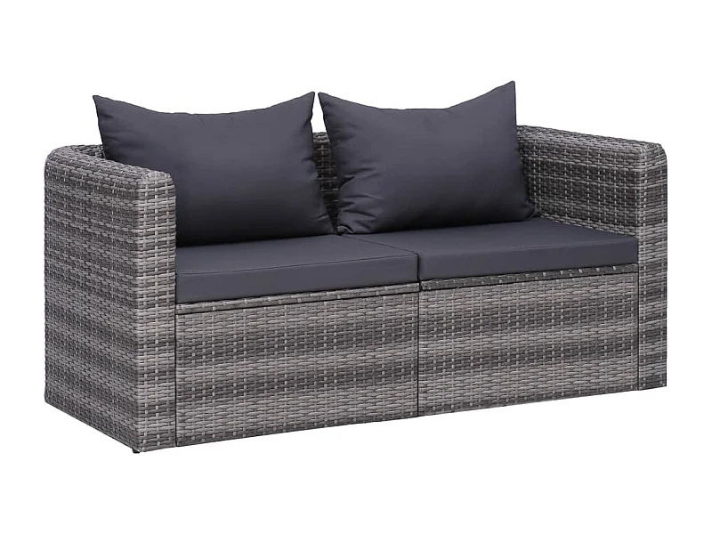 Canapés d'angle de jardin 2 pcs Gris Résine tressée