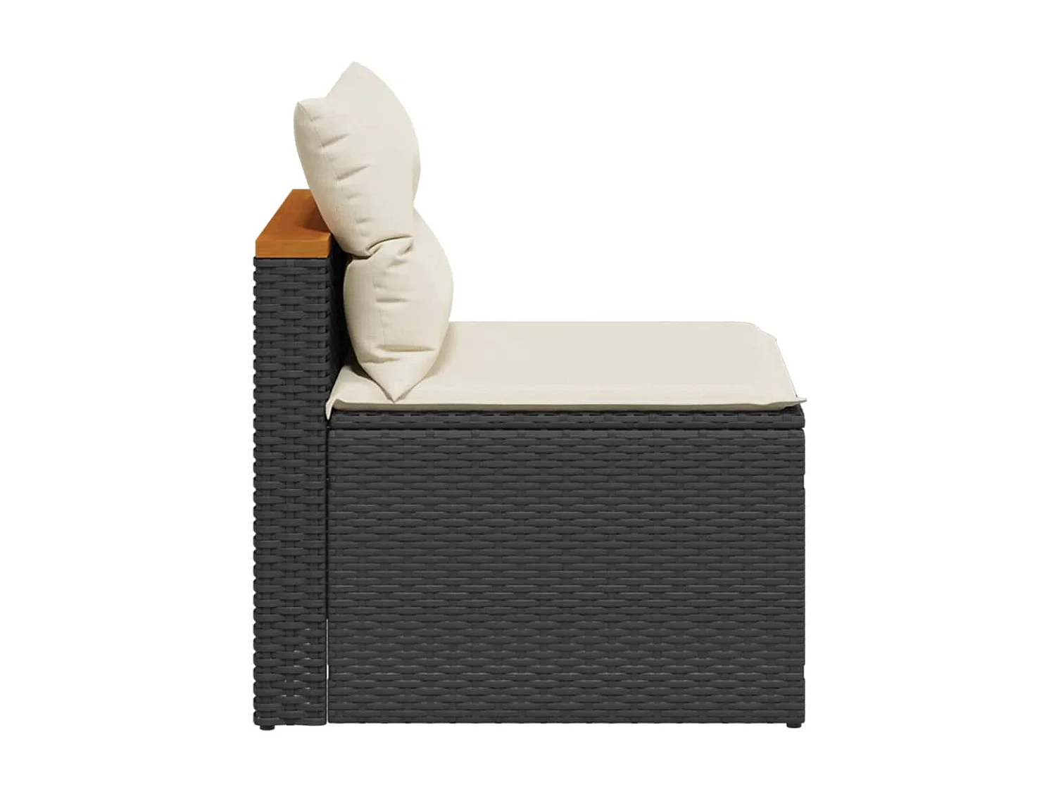 Gartensofas ohne Armlehnen mit Kissen 2 Stück schwarz