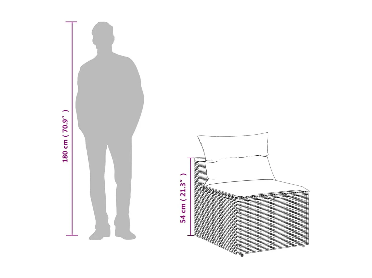 Gartensofas ohne Armlehnen mit Kissen 2 Stück schwarz