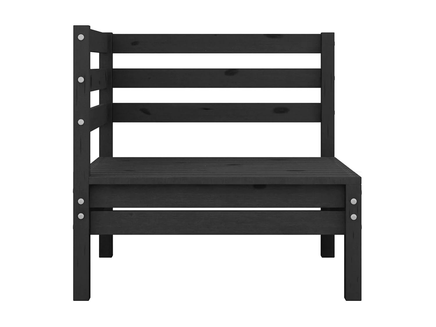 2-Sitzer-Gartensofa Schwarz Massives Kiefernholz