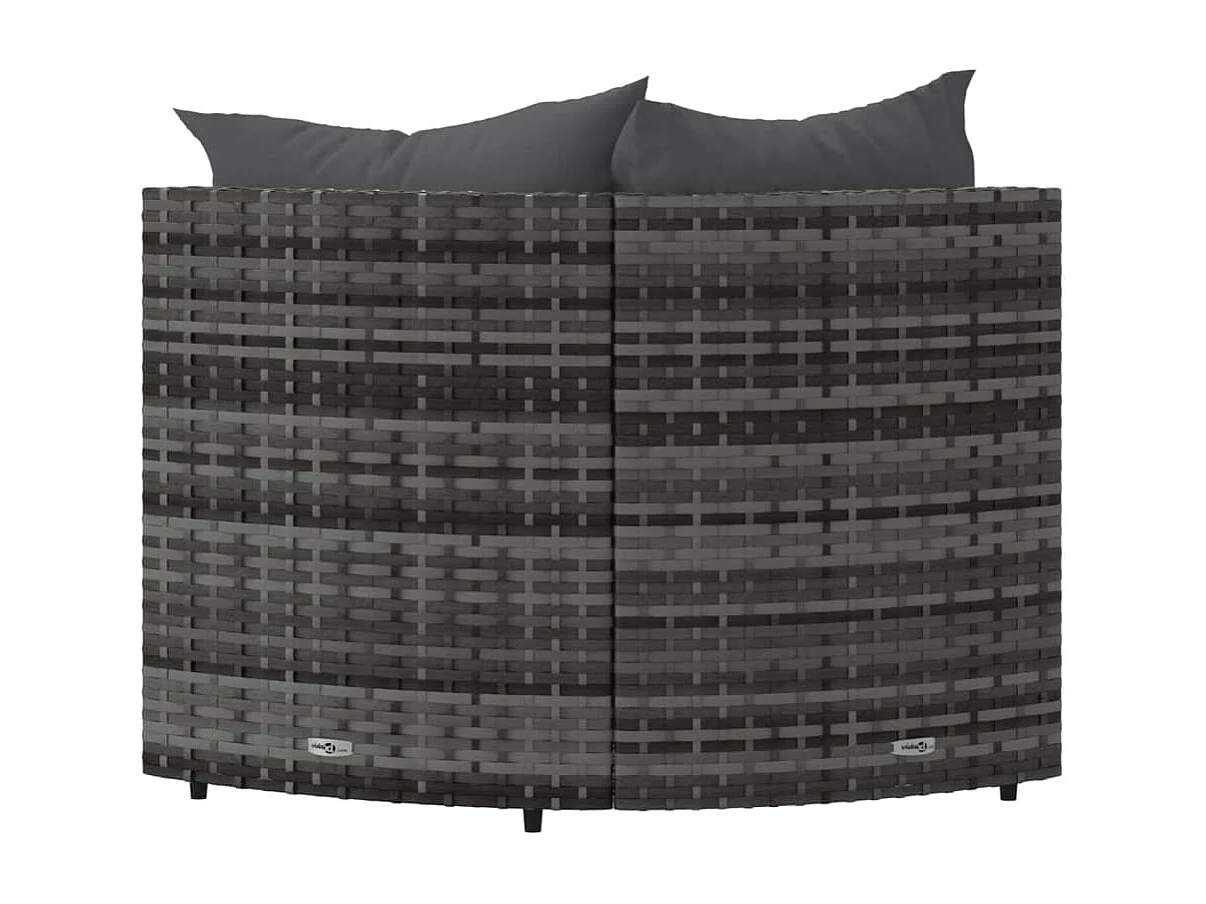 Divani angolari da giardino e cuscini 2 pezzi in resina intrecciata grigia