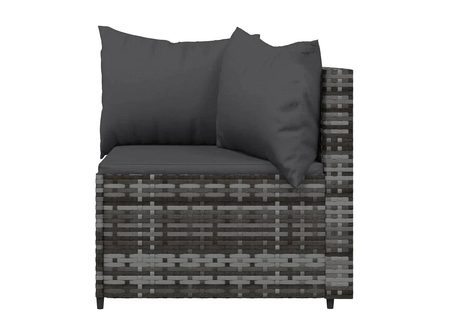 Divani angolari da giardino e cuscini 2 pezzi in resina intrecciata grigia