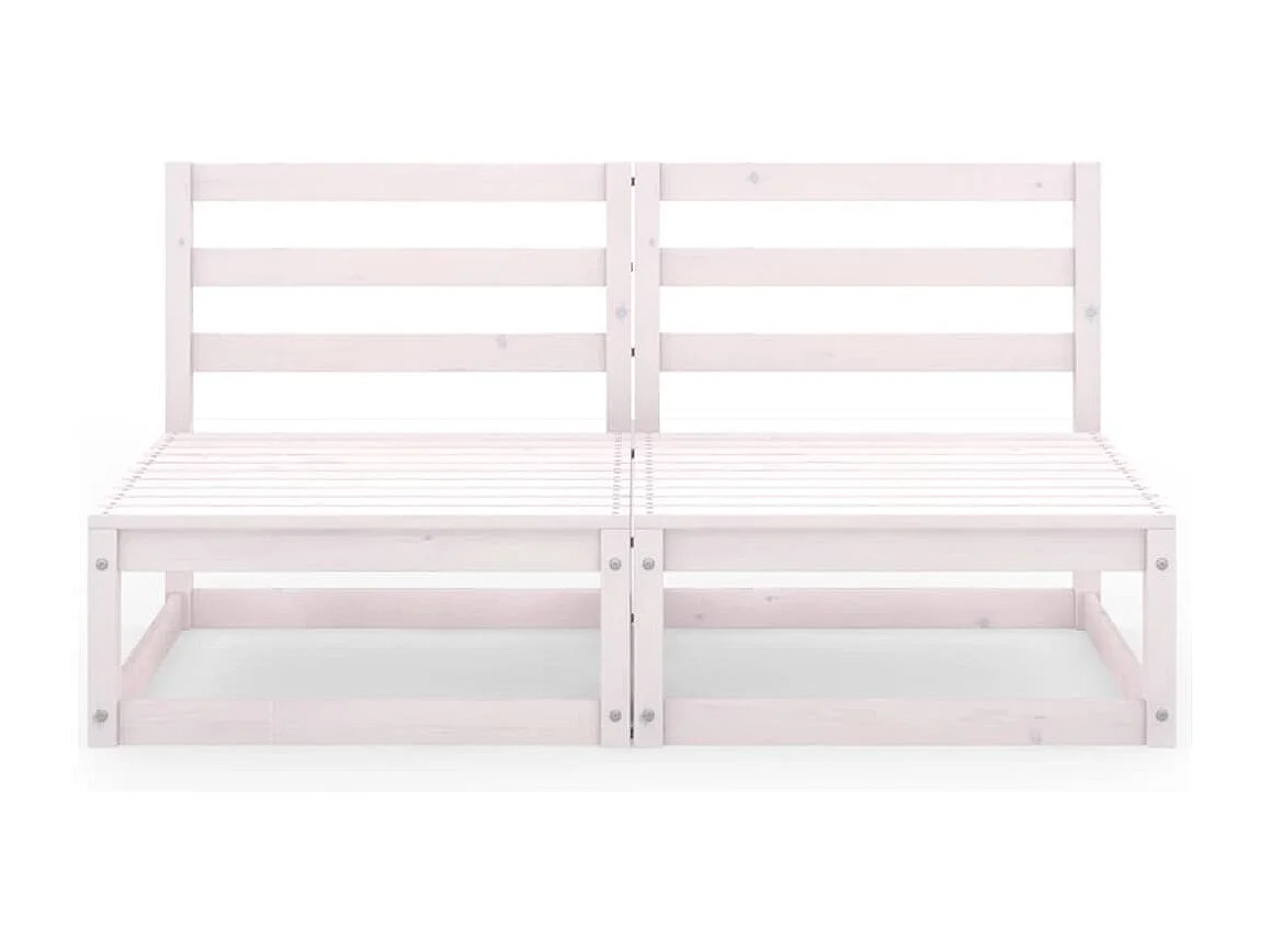 Sofá de jardín de 2 plazas Blanco Madera maciza de pino