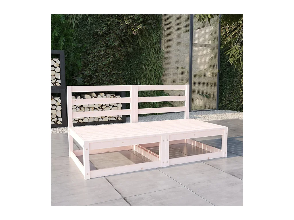 Divano da giardino a 2 posti Bianco Legno di pino massiccio
