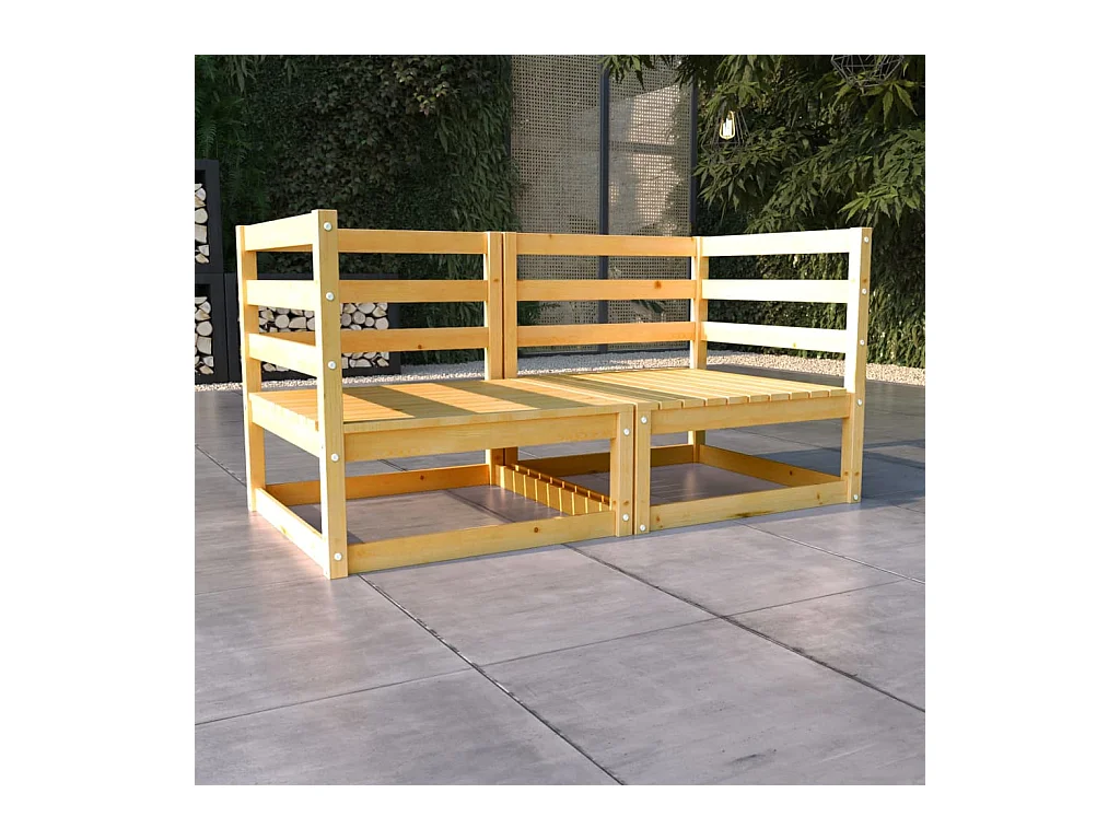 Sofá de jardín 2 plazas Madera maciza de pino