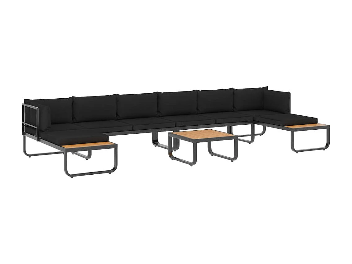 Canapé d'angle de jardin à 5 places avec coussins Aluminium WPC