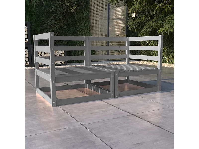 Divano da giardino a 2 posti Grigio Legno di pino massiccio