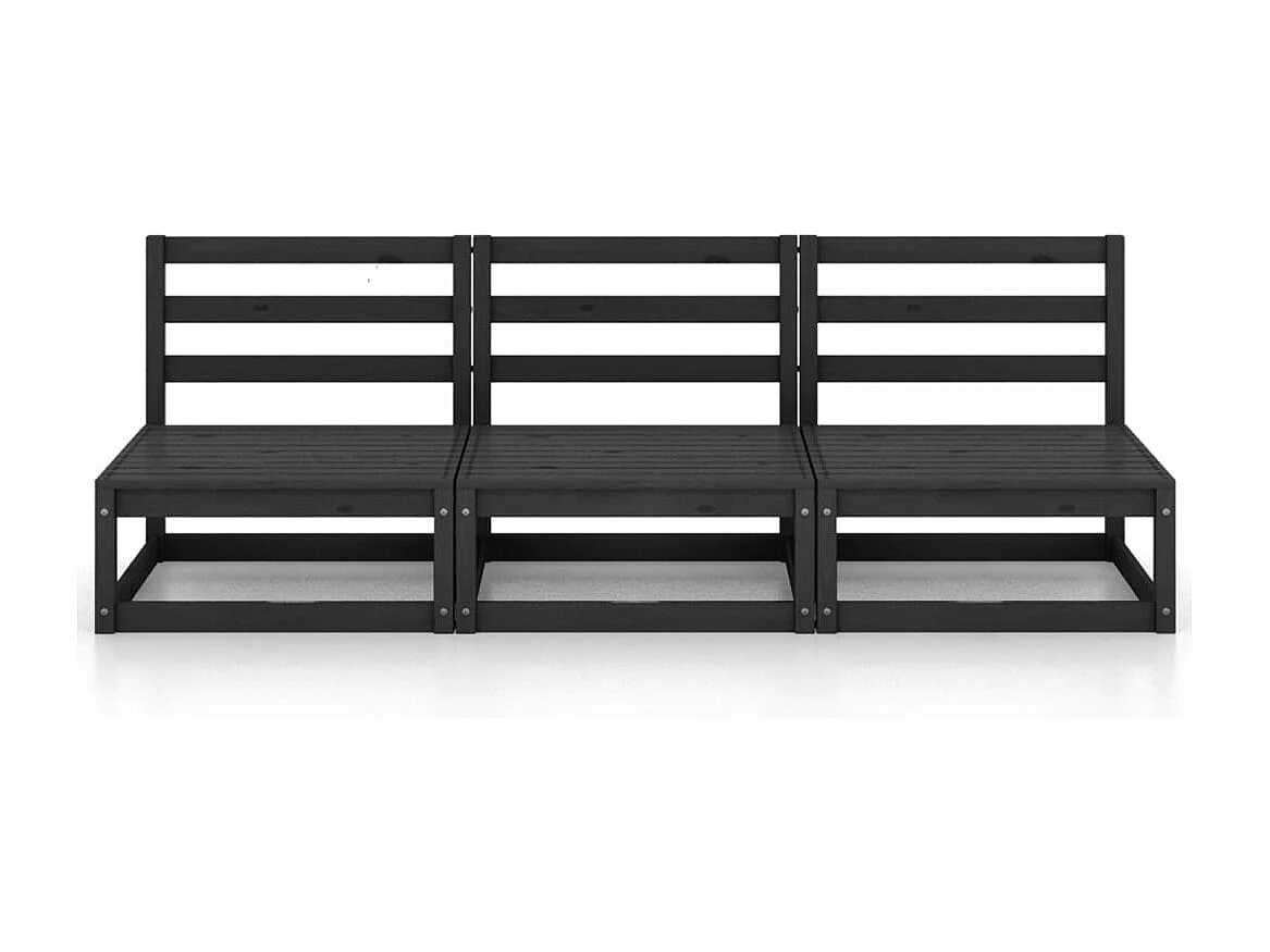 Divano da giardino a 3 posti in legno massello di pino nero