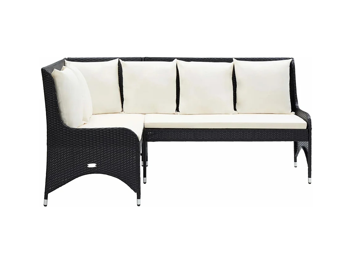 Canapés d'angle de jardin 2 pcs Résine tressée Noir