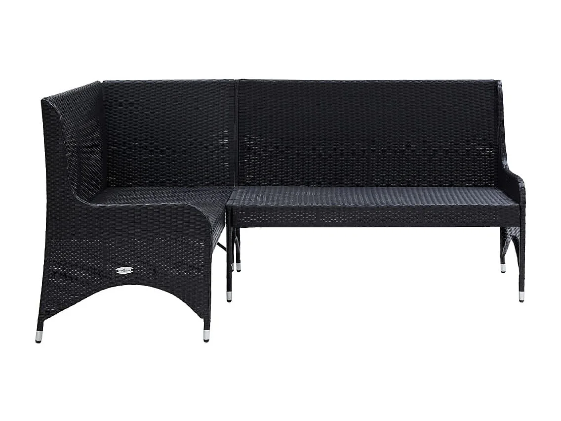 Garten-Ecksofas, 2 Stück, Kunstharzgeflecht, Schwarz