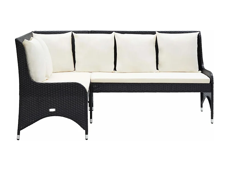 Canapés d'angle de jardin 2 pcs Résine tressée Noir