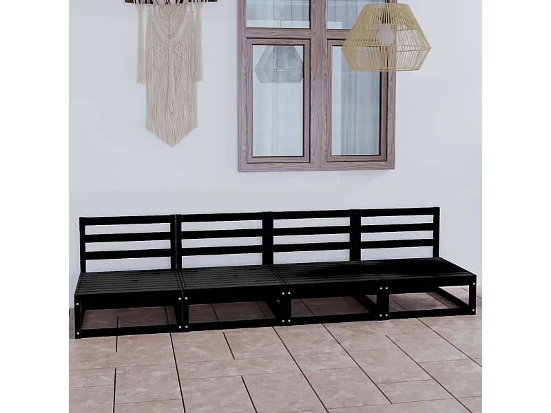 4-zits tuinbank zwart massief grenenhout