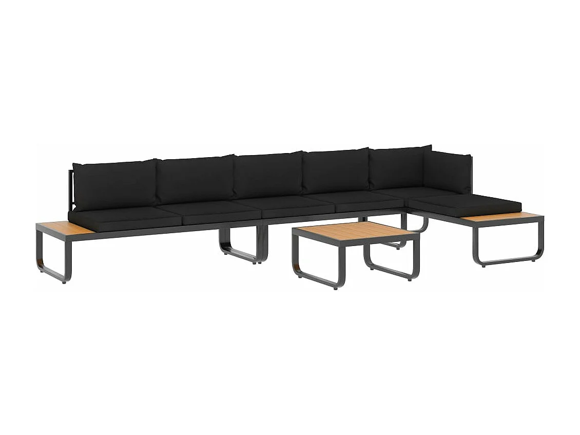 Canapés d'angle de jardin 4 pcs et coussins Aluminium et WPC