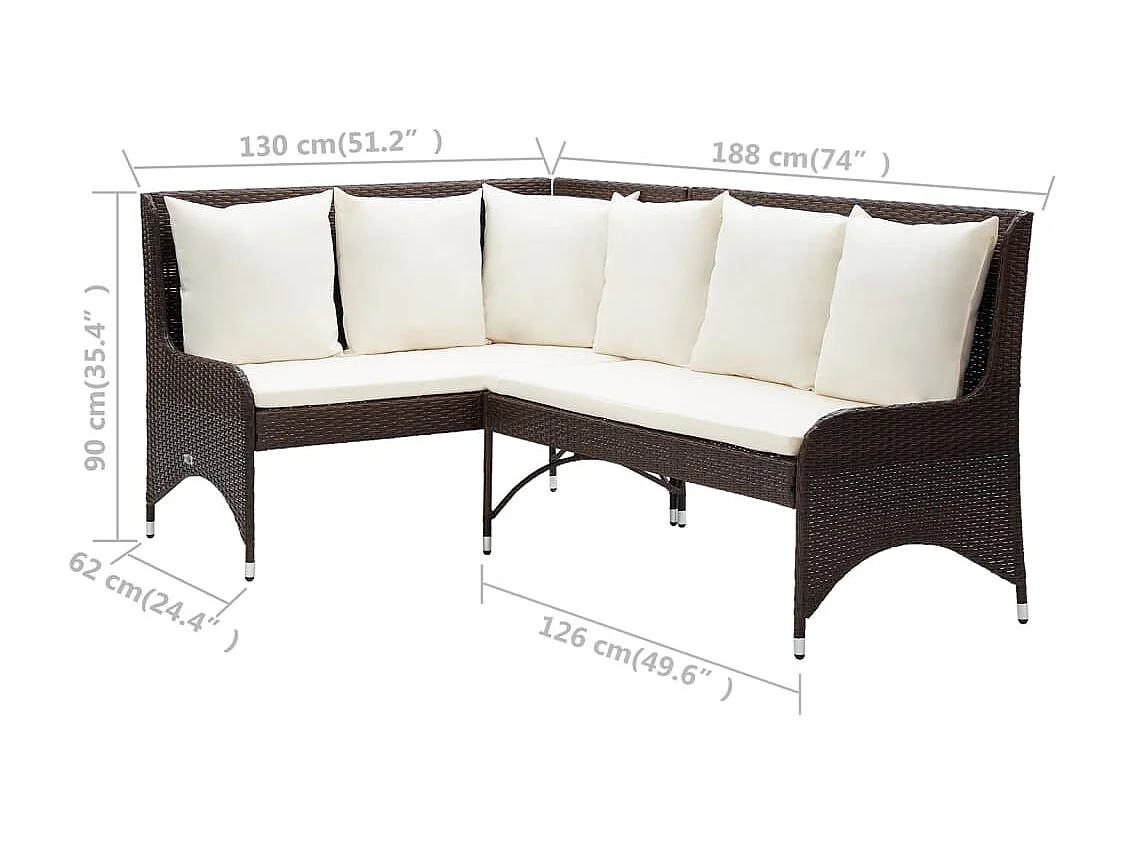 Canapés d'angle de jardin 2 pcs Résine tressée Marron