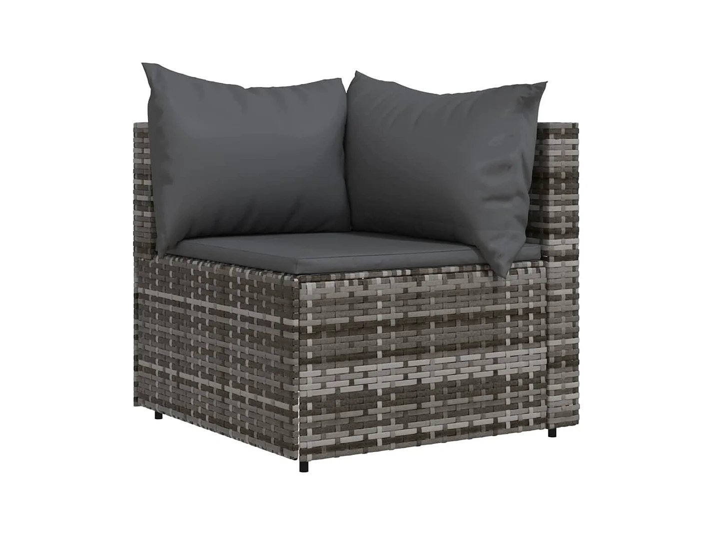 Canapés d'angle de jardin et coussins 2 pcs gris résine tressée