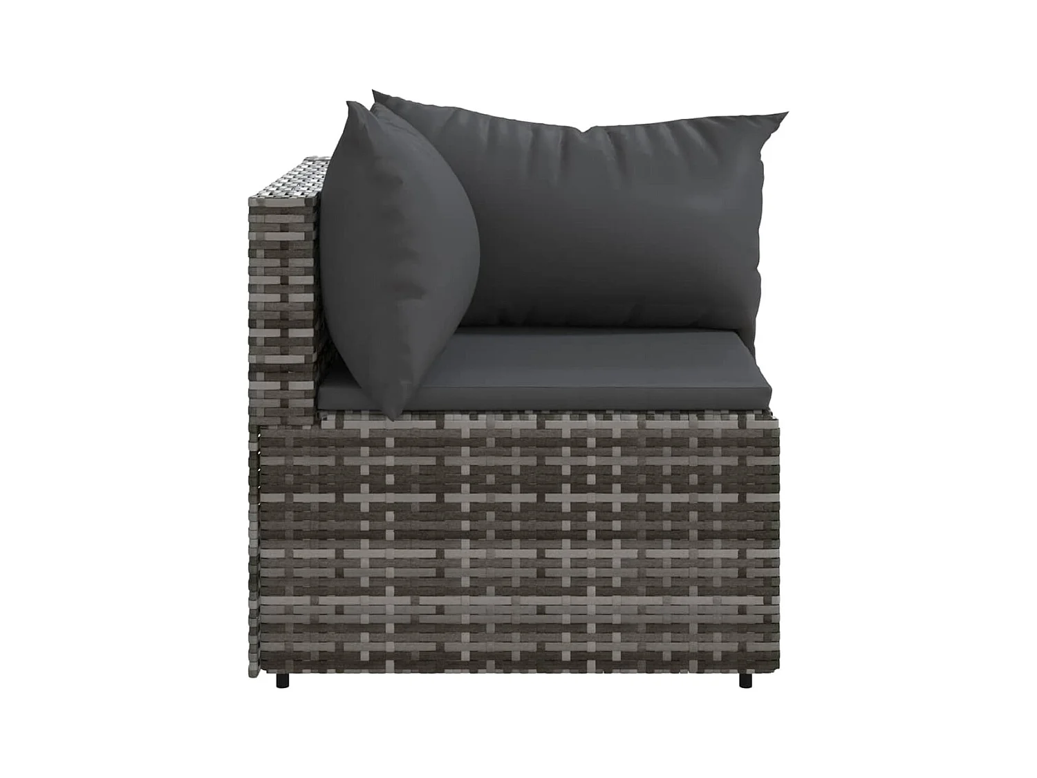 Canapés d'angle de jardin et coussins 2 pcs gris résine tressée