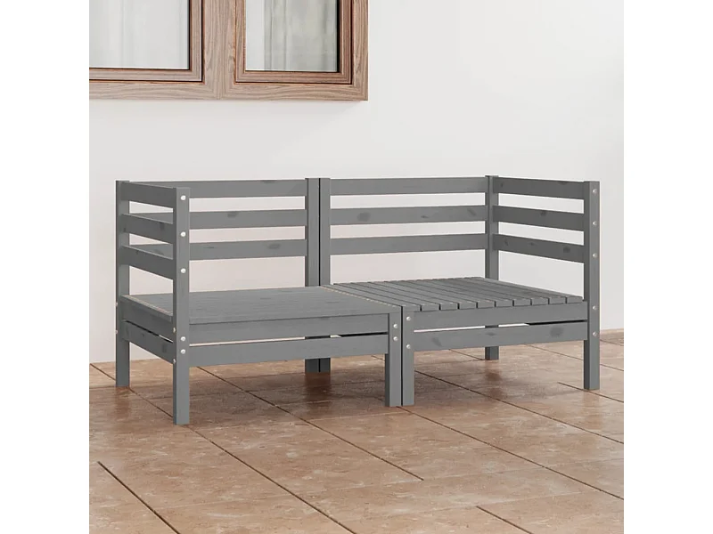 Divano da giardino a 2 posti Grigio Legno di pino massiccio