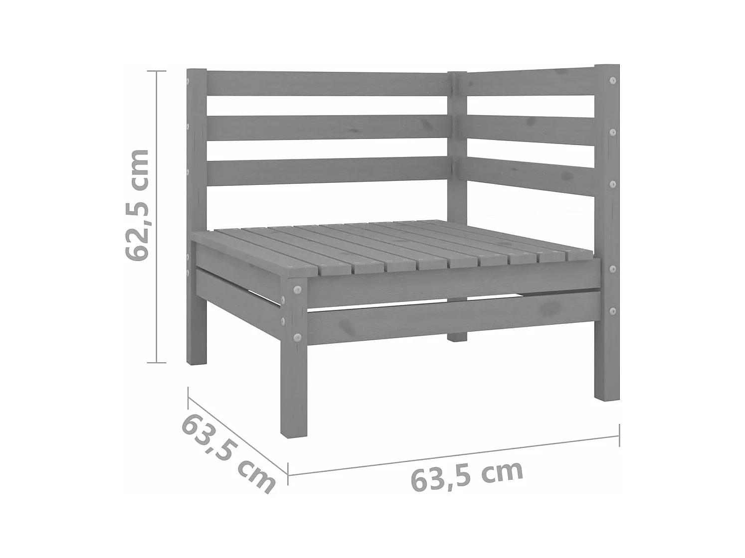 Canapé à 2 places de jardin Gris Bois de pin solide