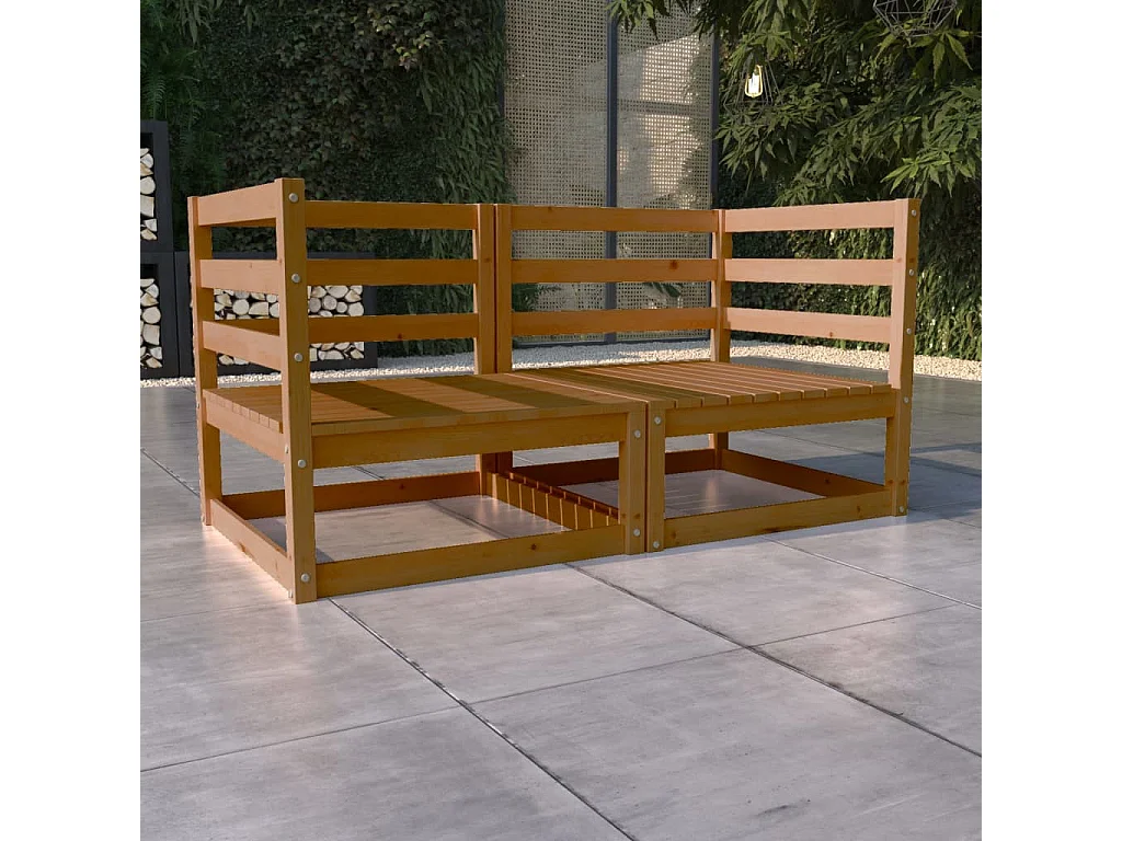 Canapé à 2 places de jardin Marron miel Bois de pin solide