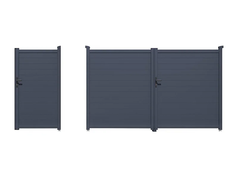 Tuinpoort set dubbele poort + tuindeur "Marc" - Grijs