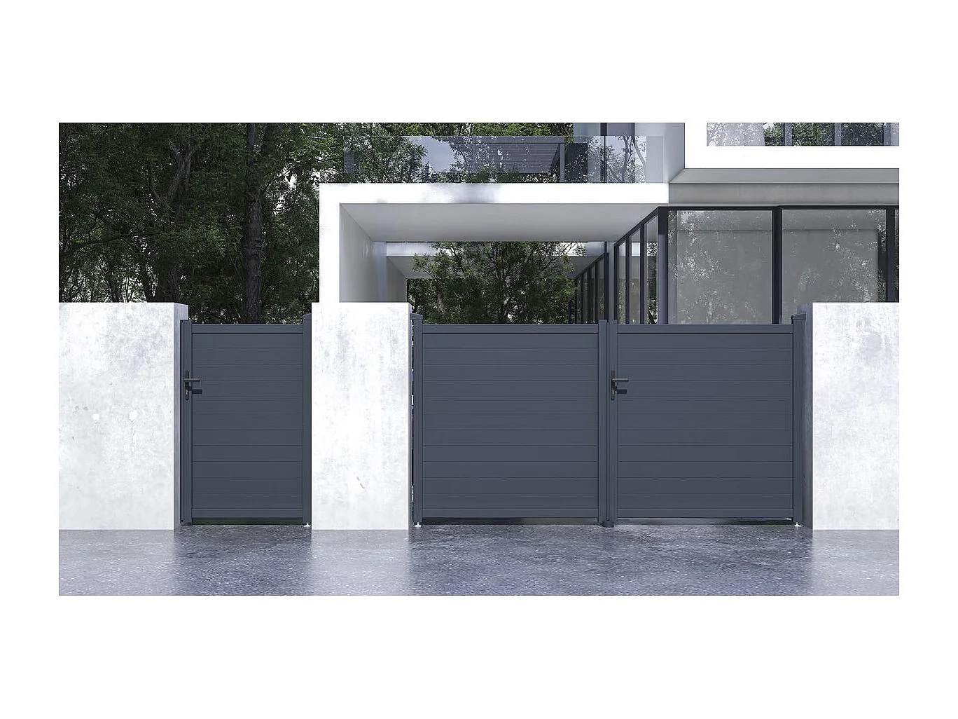 Portão + pack postigo "Marc" – Cinzento