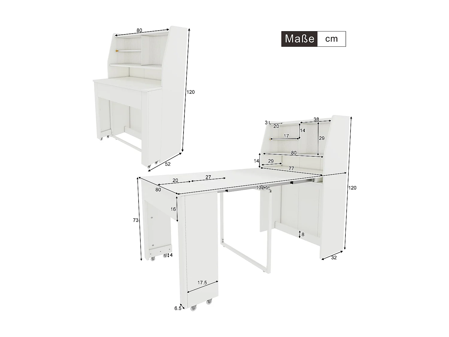 Credenza、Mobile bar a scomparsa - con scomparti sopra - stile moderno - Bianco