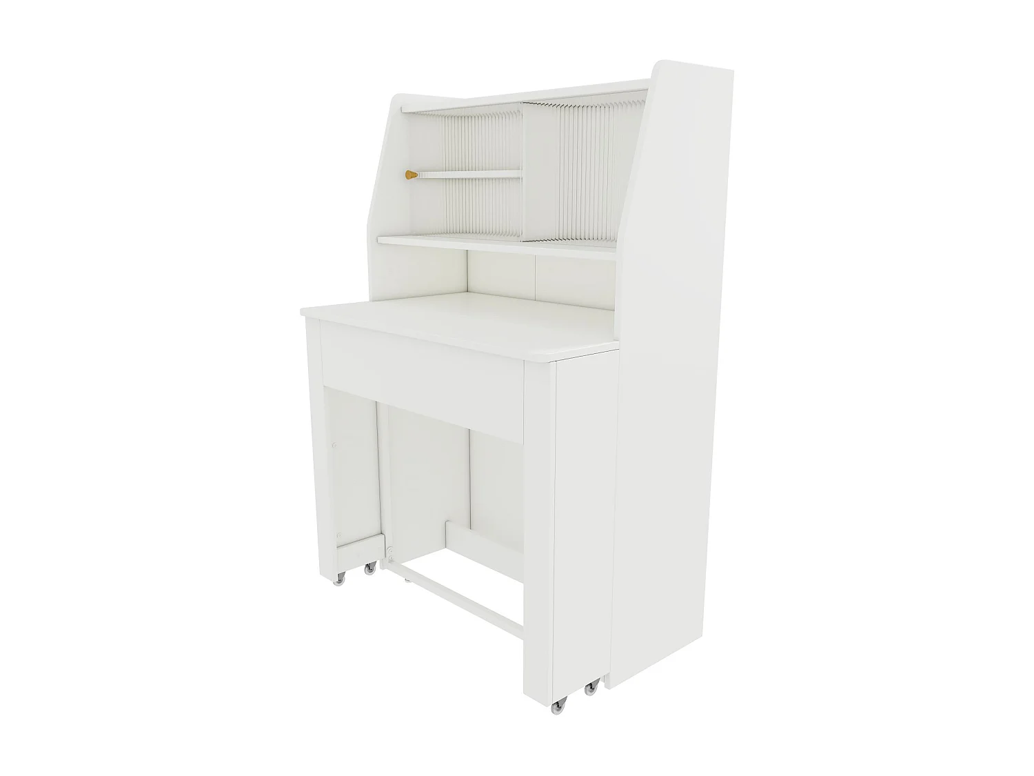 Buffet、Meuble de bar escamotable - avec compartiments au-dessus - style moderne - Blanc