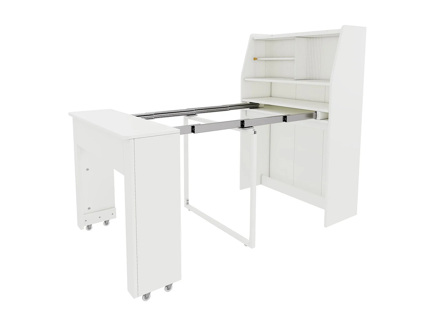 Buffet、Meuble de bar escamotable - avec compartiments au-dessus - style moderne - Blanc
