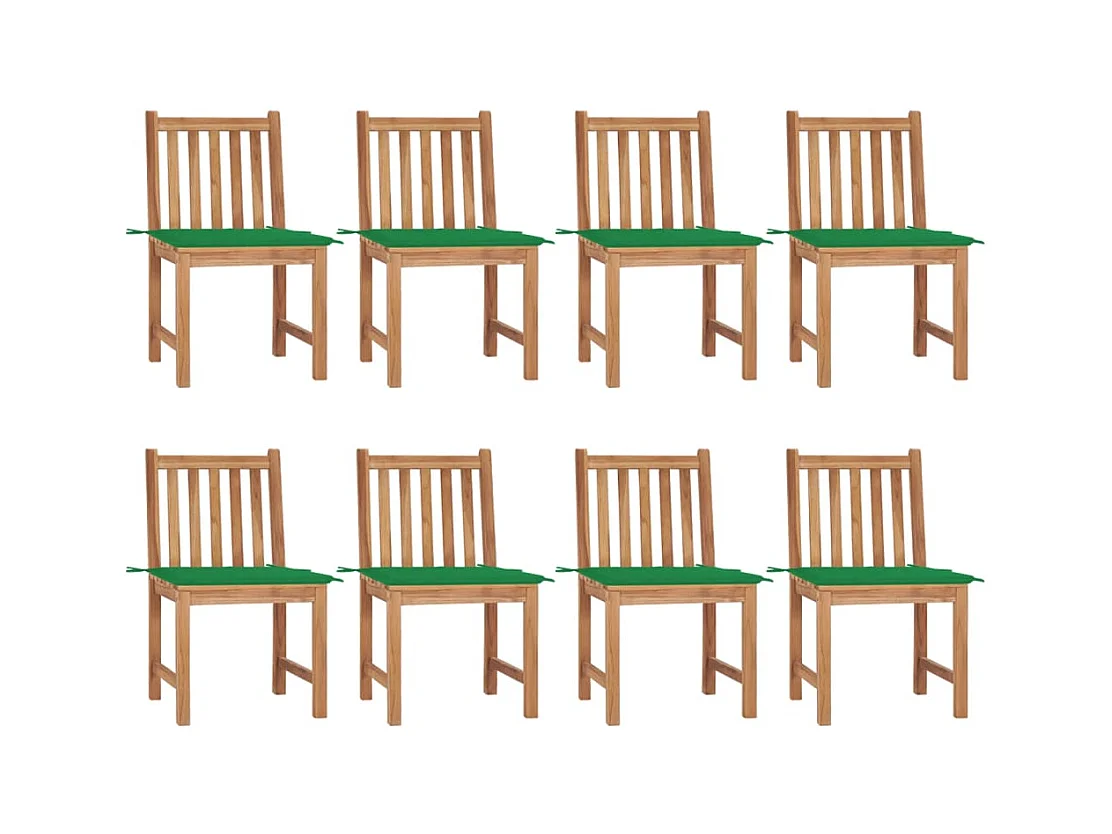 Gartenstühle 8 Stück mit Kissen Massives Teakholz