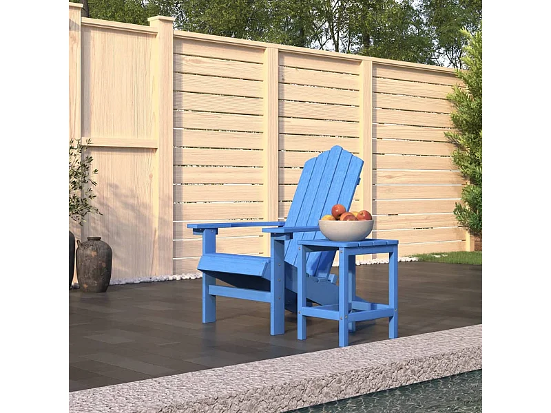 Adirondack tuinstoel met HDPE tafel Aqua blauw