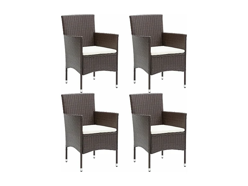 Sedie da pranzo da giardino 4 pz. Resina intrecciata Marrone