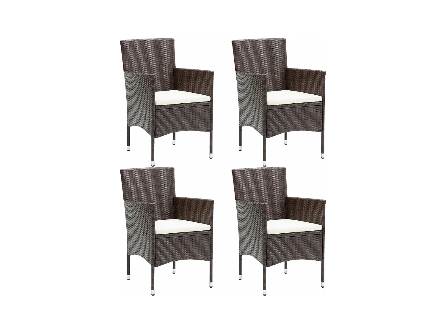 Chaises de salle à manger de jardin 4 pcs Résine tressée Marron
