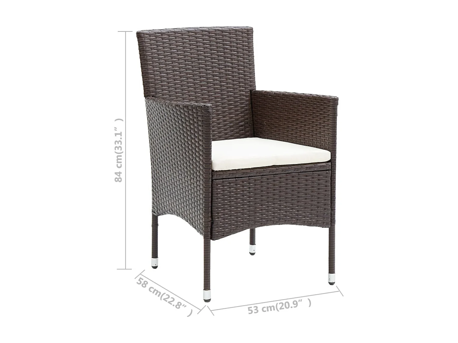 Chaises de salle à manger de jardin 4 pcs Résine tressée Marron