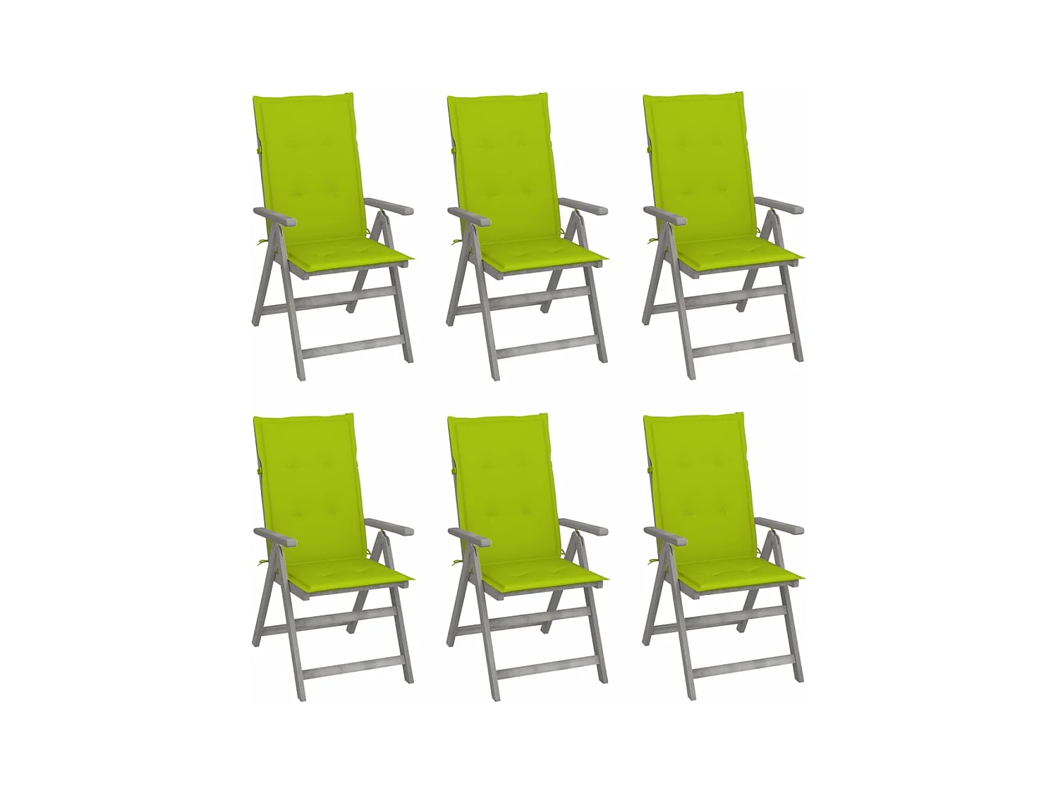 Liggende tuinstoelen 6 stuks met kussens van acaciahout