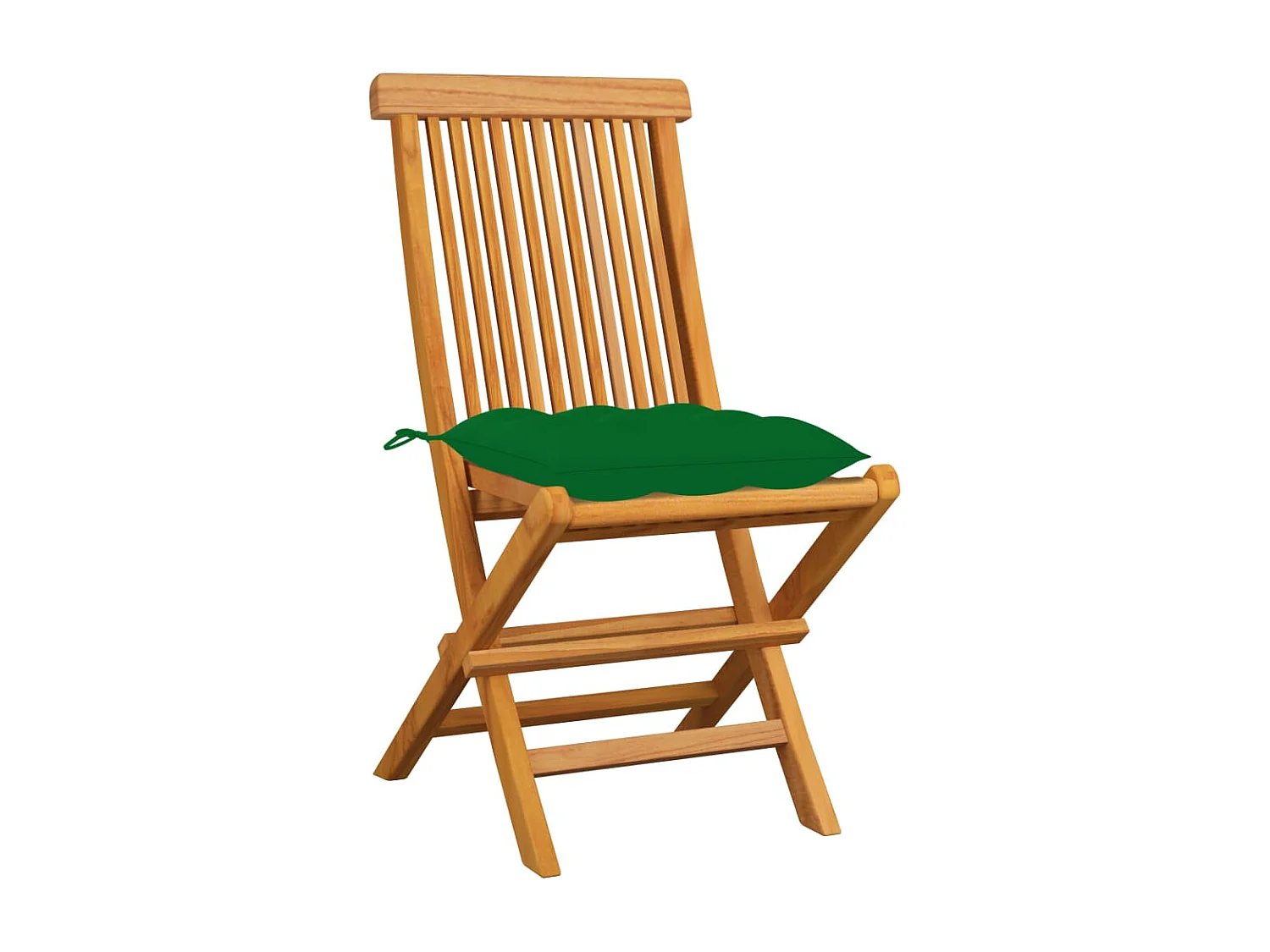 Chaises de jardin avec coussins vert 4 pcs Bois de teck massif