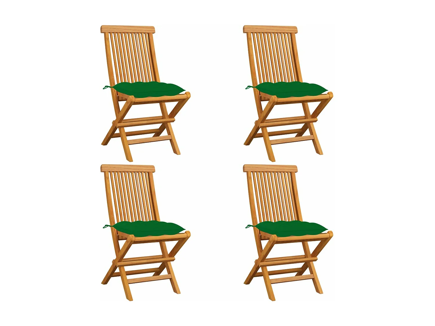 Cadeiras de jardim com almofadas verdes 4 unidades Madeira maciça de teca
