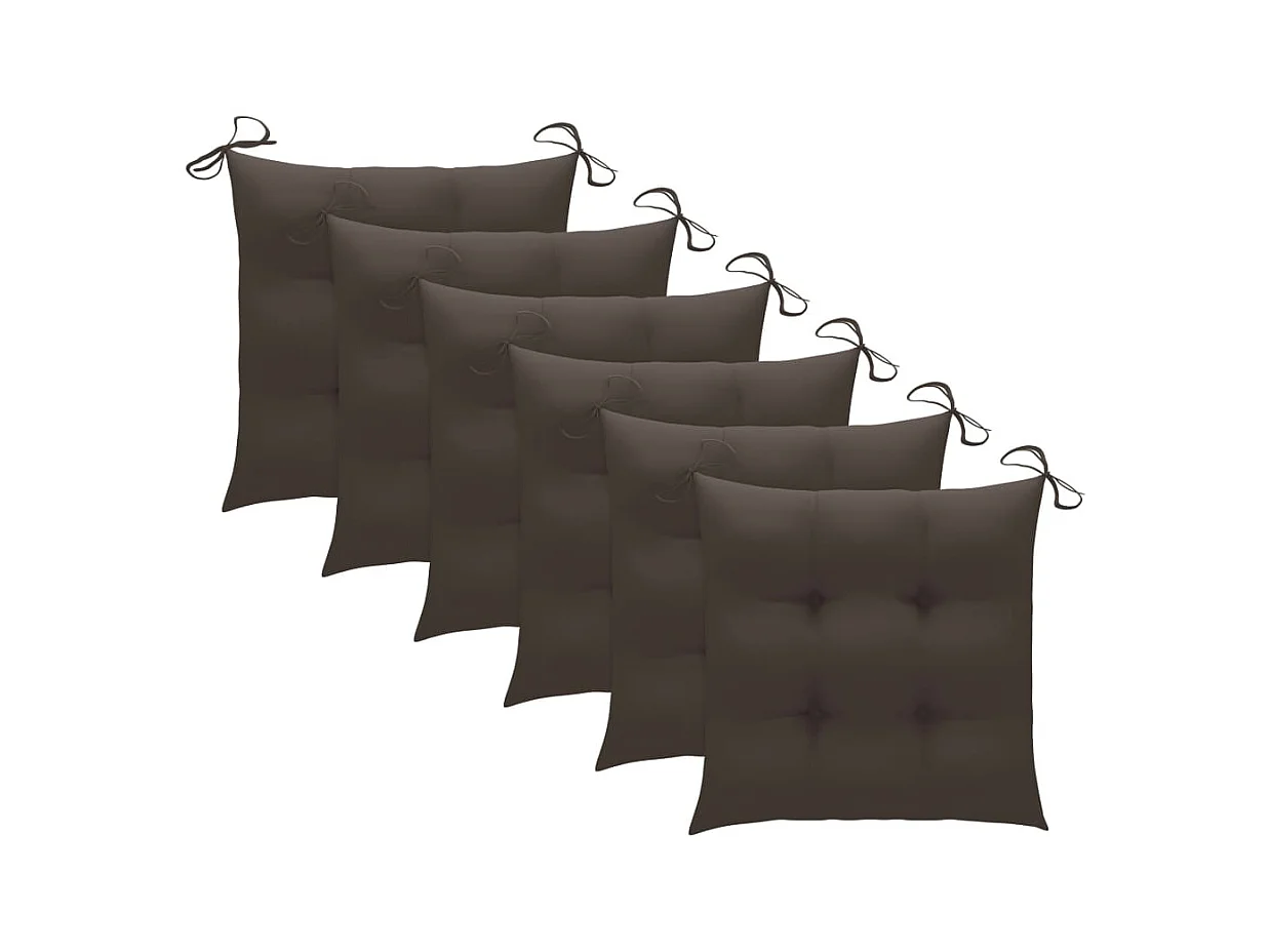 Chaises de jardin avec coussins taupe 6 pcs Bois de teck massif