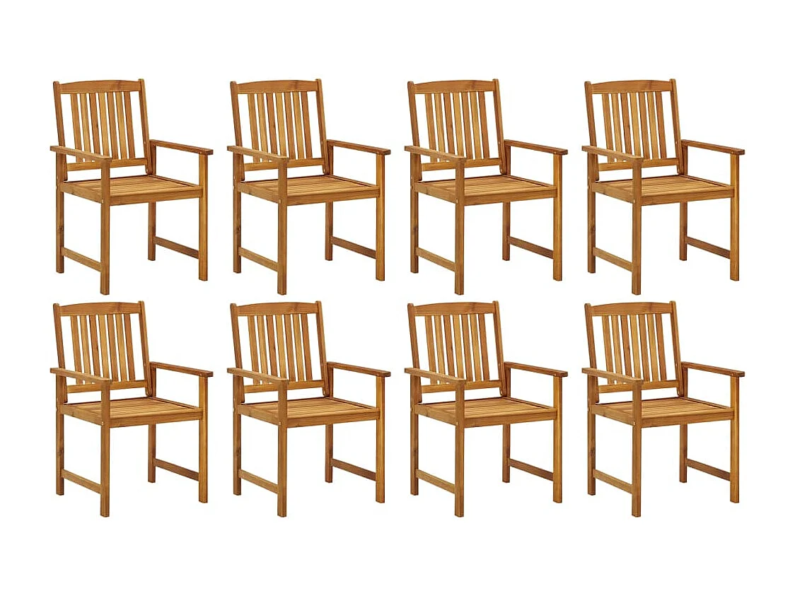 Chaises de jardin avec coussins 8 pcs Bois d'acacia solide