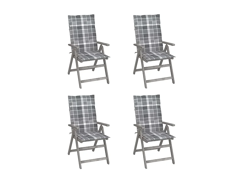 Chaises inclinables de jardin 4 pcs avec coussins Bois d'acacia