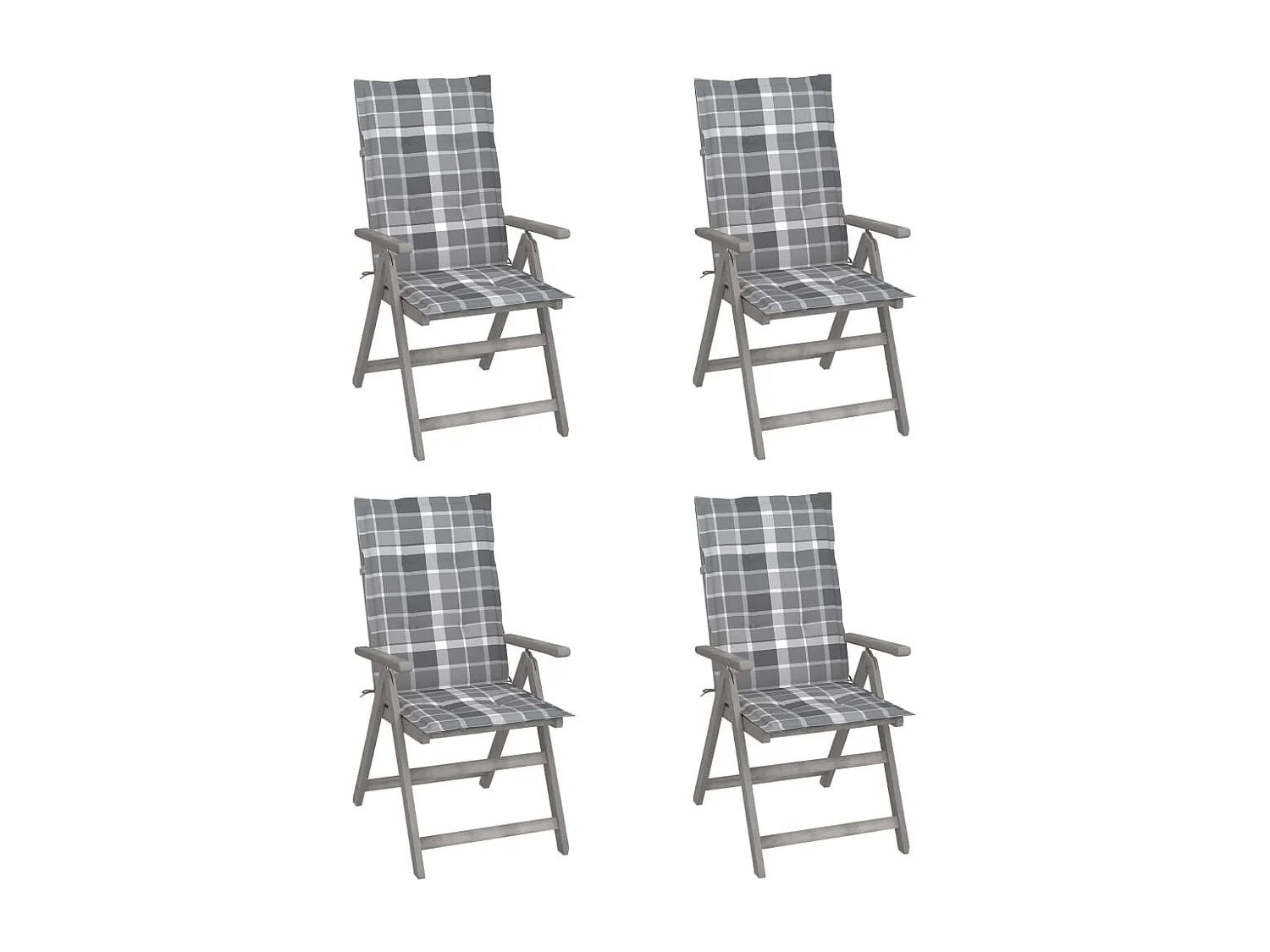 Chaises inclinables de jardin 4 pcs avec coussins Bois d'acacia