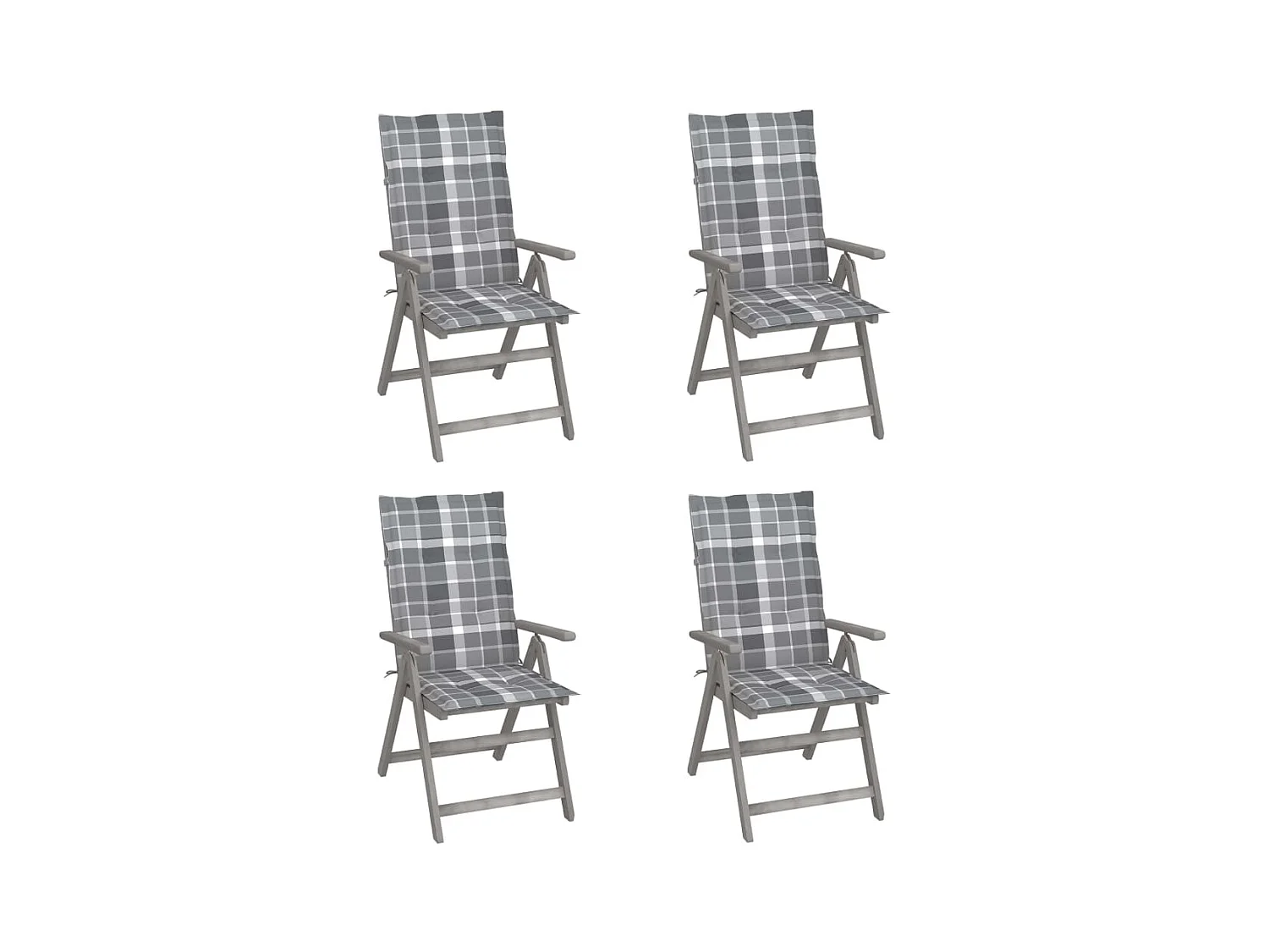 Chaises inclinables de jardin 4 pcs avec coussins Bois d'acacia