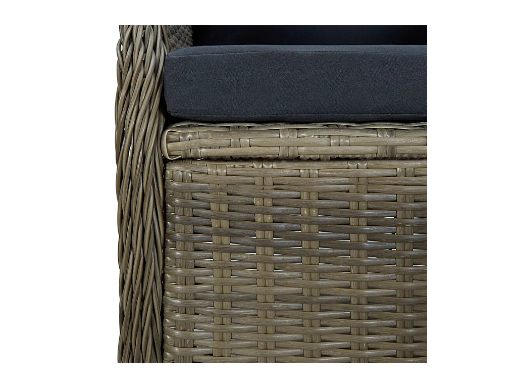 Chaise inclinable de jardin avec coussins Résine tressée Marron