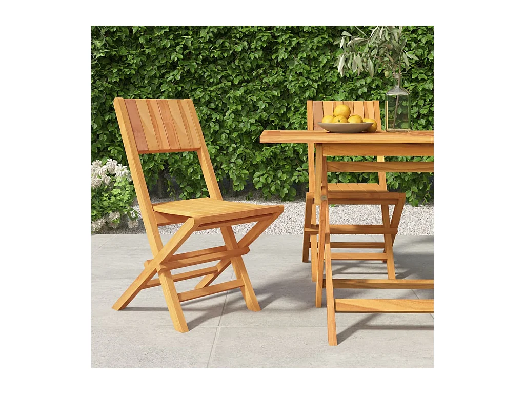Chaises de jardin pliantes lot de 2 47x61x90cm bois massif teck