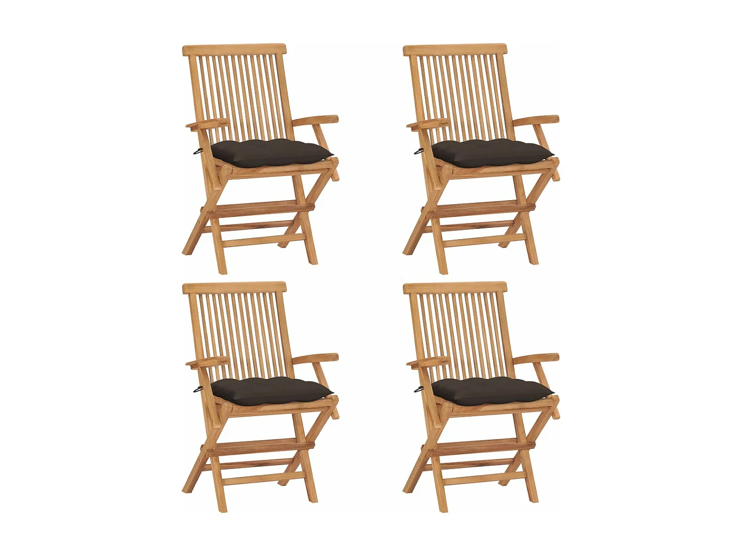 Chaises de jardin avec coussins taupe 4 pcs Bois de teck massif
