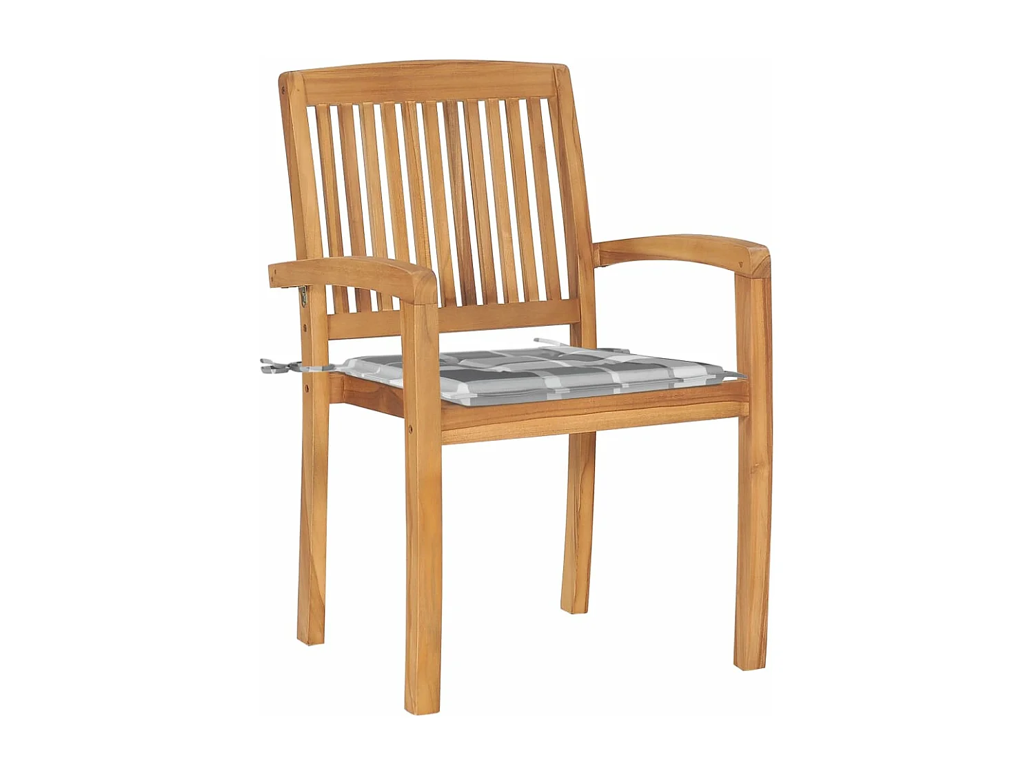 Sedie da giardino impilabili con cuscini 4 pz. Teak massiccio