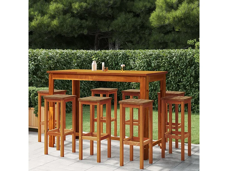 Tabourets de bar lot de 8 bois massif d'acacia