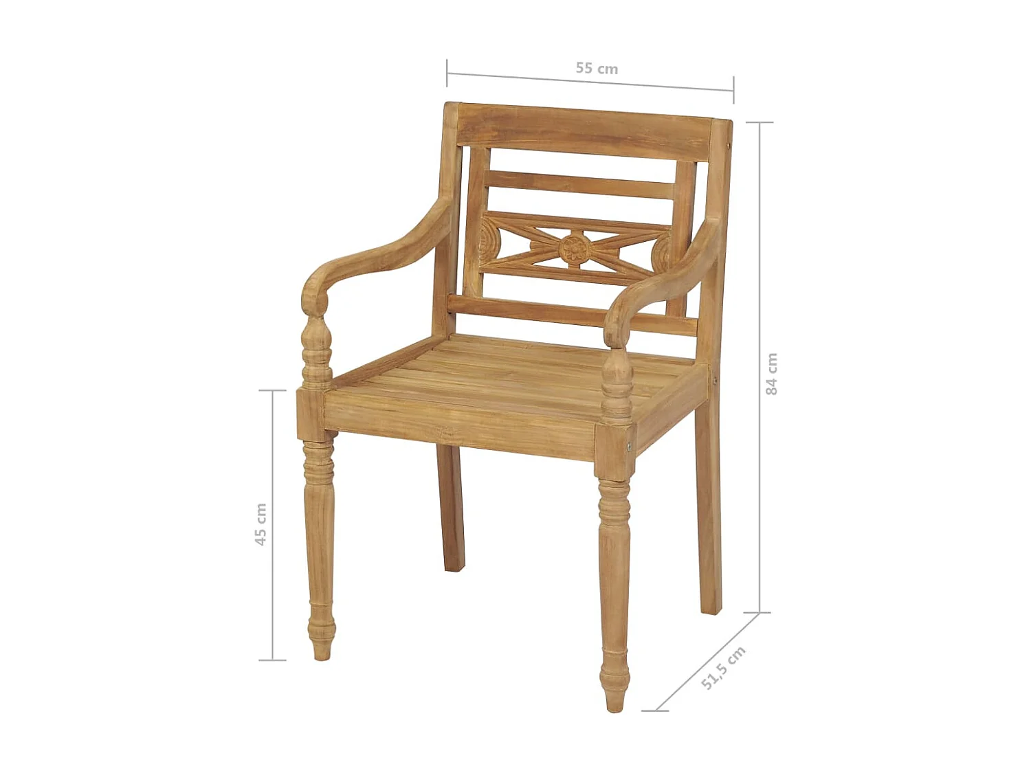 Batavia stoelen 2 stuks Massief teakhout