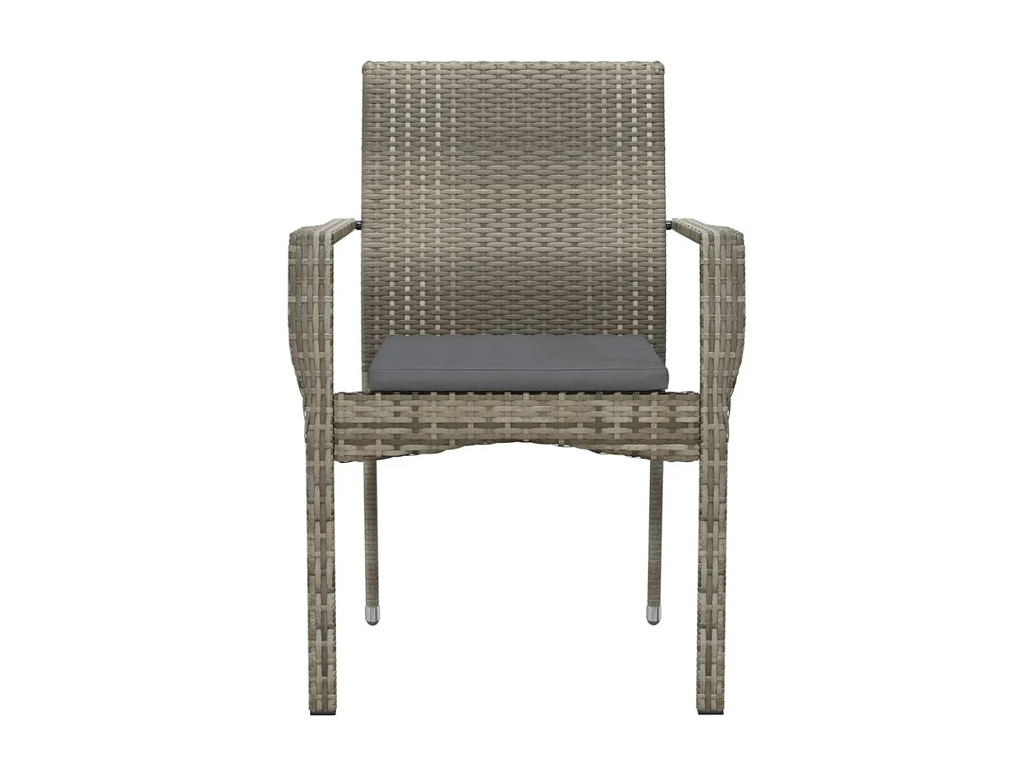 Tuinstoelen met kussens set van 4 Kunststof wicker Grijs