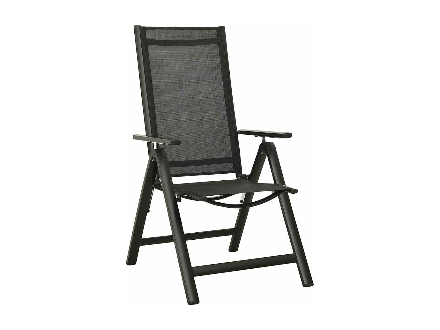 Chaises pliables de jardin 2 pcs Textilène et aluminium Noir